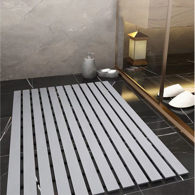 Crossed Strips Non Skid PVC Floor Mat Rug For Shower Room 45CM*75CM Grey Tan